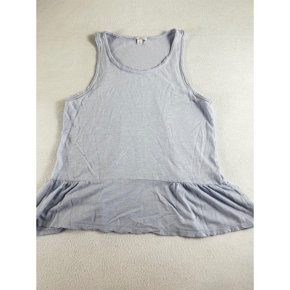 Gap Womens Shirred Peplum Tank Top Jet Stream Blue Slub Cotton Blend Small